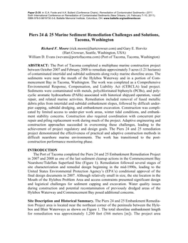 Piers 24 & 25 Marine Sediment Remediation Challenges And