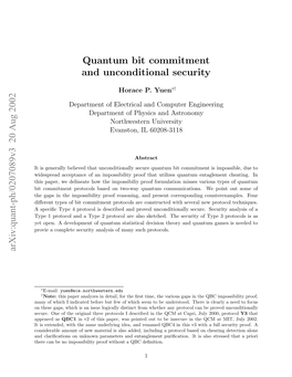 Quantum Bit Commitment and Unconditional Security