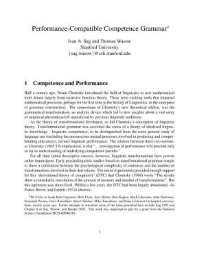 Performance-Compatible Competence Grammar