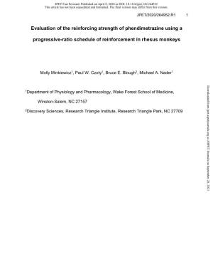 Evaluation of the Reinforcing Strength of Phendimetrazine Using A