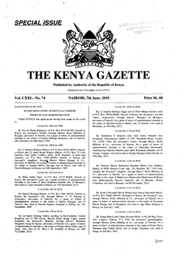 THE KENYA GAZETTE Published by Authority of the Republic of Kenya