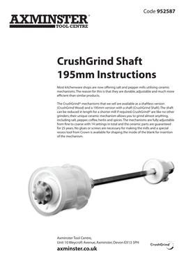 Crushgrind Shaft 195Mm Instructions