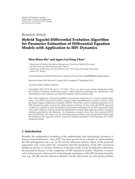 Hybrid Taguchi-Differential Evolution Algorithm for Parameter Estimation of Differential Equation Models with Application to HIV Dynamics