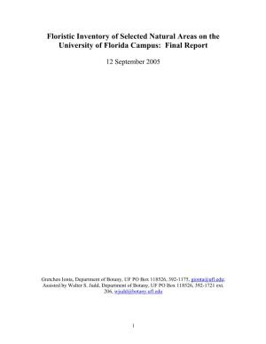 Floristic Inventory of Selected Natural Areas on the University of Florida Campus: Final Report