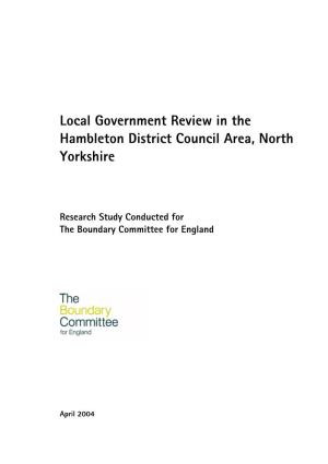 Local Government Review in the Hambleton District Council Area, North Yorkshire