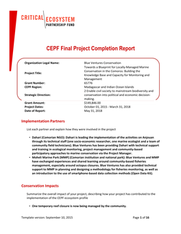 CEPF Final Project Completion Report