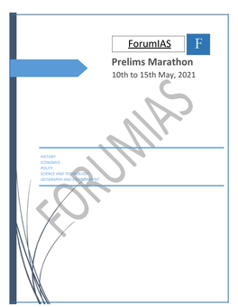 Forumias Prelims Marathon 10Th to 15Th May, 2021