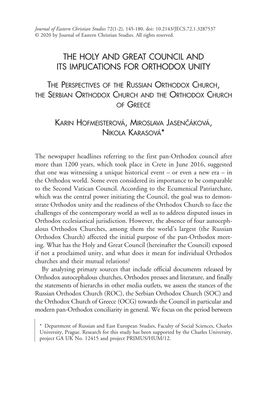 The Holy and Great Council and Its Implications for Orthodox Unity