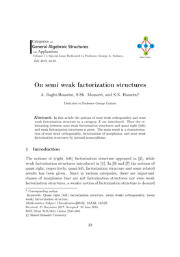 On Semi Weak Factorization Structures