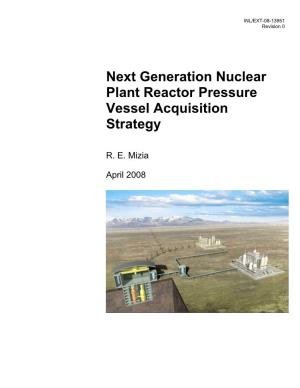 Next Generation Nuclear Plant Reactor Pressure Vessel Acquisition Strategy