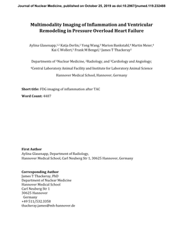 Multimodality Imaging of Inflammation and Ventricular Remodeling in Pressure Overload Heart Failure