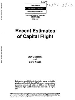 Recent Estimates of Capital Flight Public Disclosure Authorized