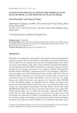 A CASE STUDY of N.43 TUALANG SEKAH Choo Chean Hau1