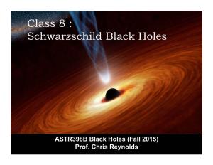 Class 8 : Schwarzschild Black Holes