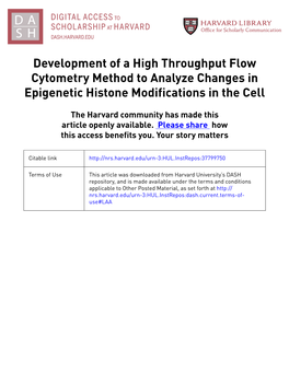 Development of a High Throughput Flow Cytometry Method to Analyze Changes in Epigenetic Histone Modifications in the Cell