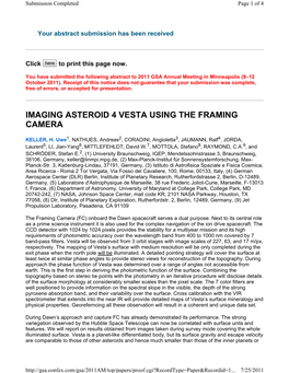 Imaging Asteroid 4 Vesta Using the Framing Camera