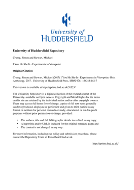 University of Huddersfield Repository