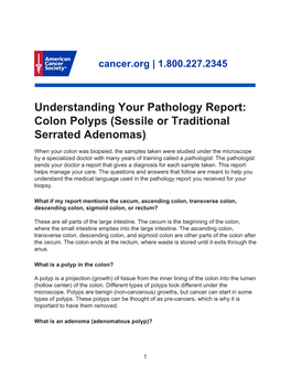 Understanding Your Pathology Report: Colon Polyps (Sessile Or Traditional Serrated Adenomas)