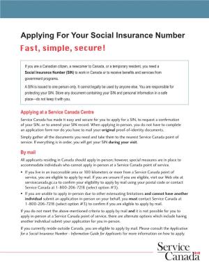 Applying for Your Social Insurance Number