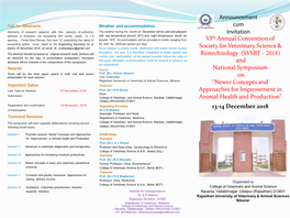 Vith Annual Convention of Society for Veterinary Science & Biotechnology