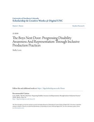 The Boys Next Door: Progressing Disability Awareness and Representation Through Inclusive Production Practices Shelby Lewis