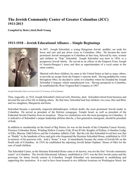 The Jewish Community Center of Greater Columbus (JCC) 1913-2013