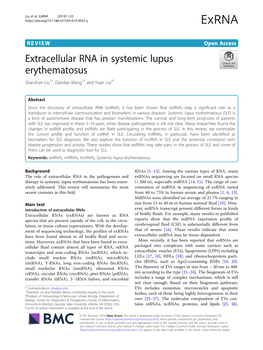 Extracellular RNA in Systemic Lupus Erythematosus Shanshan Liu1†, Dandan Wang1† and Yuan Liu2*