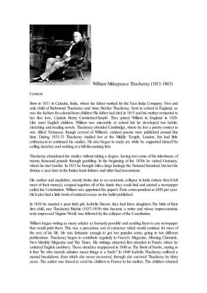 William Makepeace Thackeray (1811-1863)