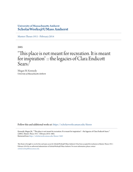 The Legacies of Clara Endicott Sears/ Megan M