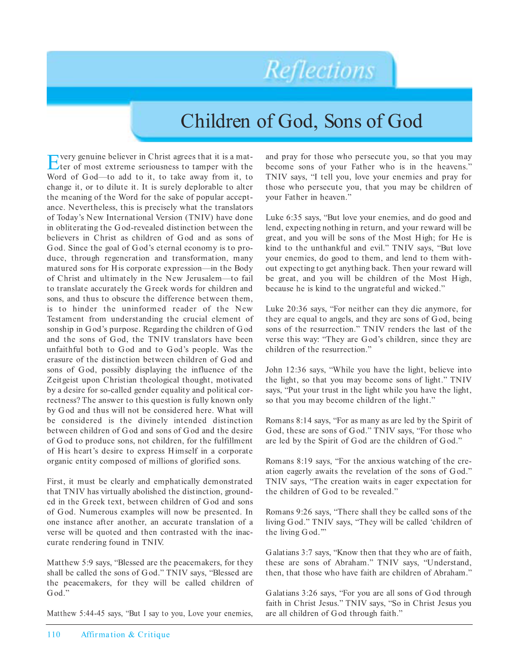 Children of God, Sons of God