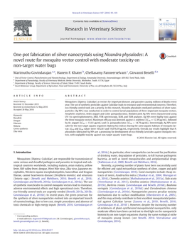 One-Pot Fabrication of Silver Nanocrystals Using Nicandra Physalodes:A Novel Route for Mosquito Vector Control with Moderate Toxicity on Non-Target Water Bugs