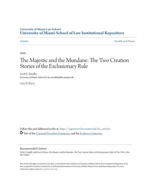 The Majestic and the Mundane: the Two Creation Stories of the Exclusionary Rule, 43 Tex
