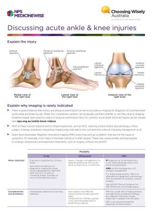 Acute Ankle & Knee Injuries &gt;Patient Action Plan
