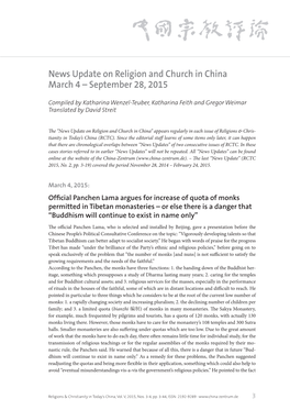 News Update on Religion and Church in China March 4 – September 28, 2015