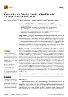 Composition and Potential Function of Fecal Bacterial Microbiota from Six Bird Species