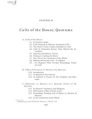 Calls of the House; Quorums