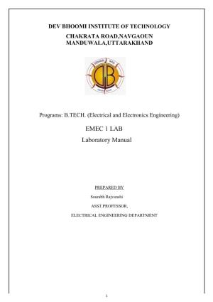 EMEC 1 LAB Laboratory Manual