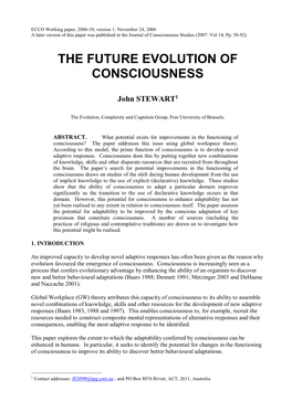 Future Evolution of Consciousness