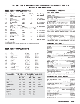 2005 Arizona State University Football Preseason Prospectus • General Information •