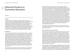 Editorial: Pluralism in Economics Education