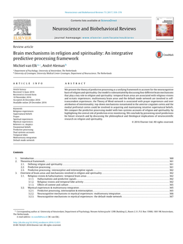 Brain Mechanisms in Religion and Spirituality: an Integrative Predictive Processing Framework