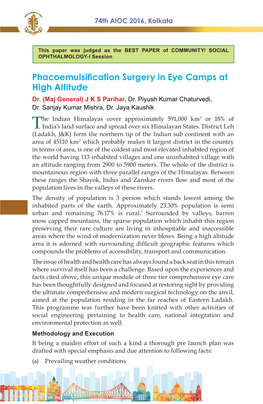 Phacoemulsification Surgery in Eye Camps at High Altitude Dr