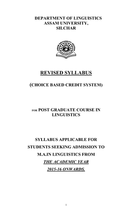 Revised Syllabus (Choice Based Credit System)