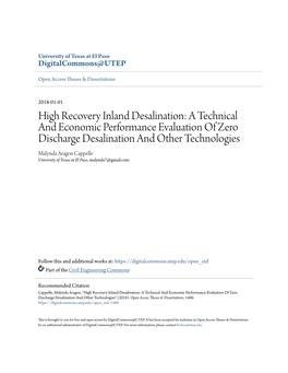 High Recovery Inland Desalination: a Technical and Economic