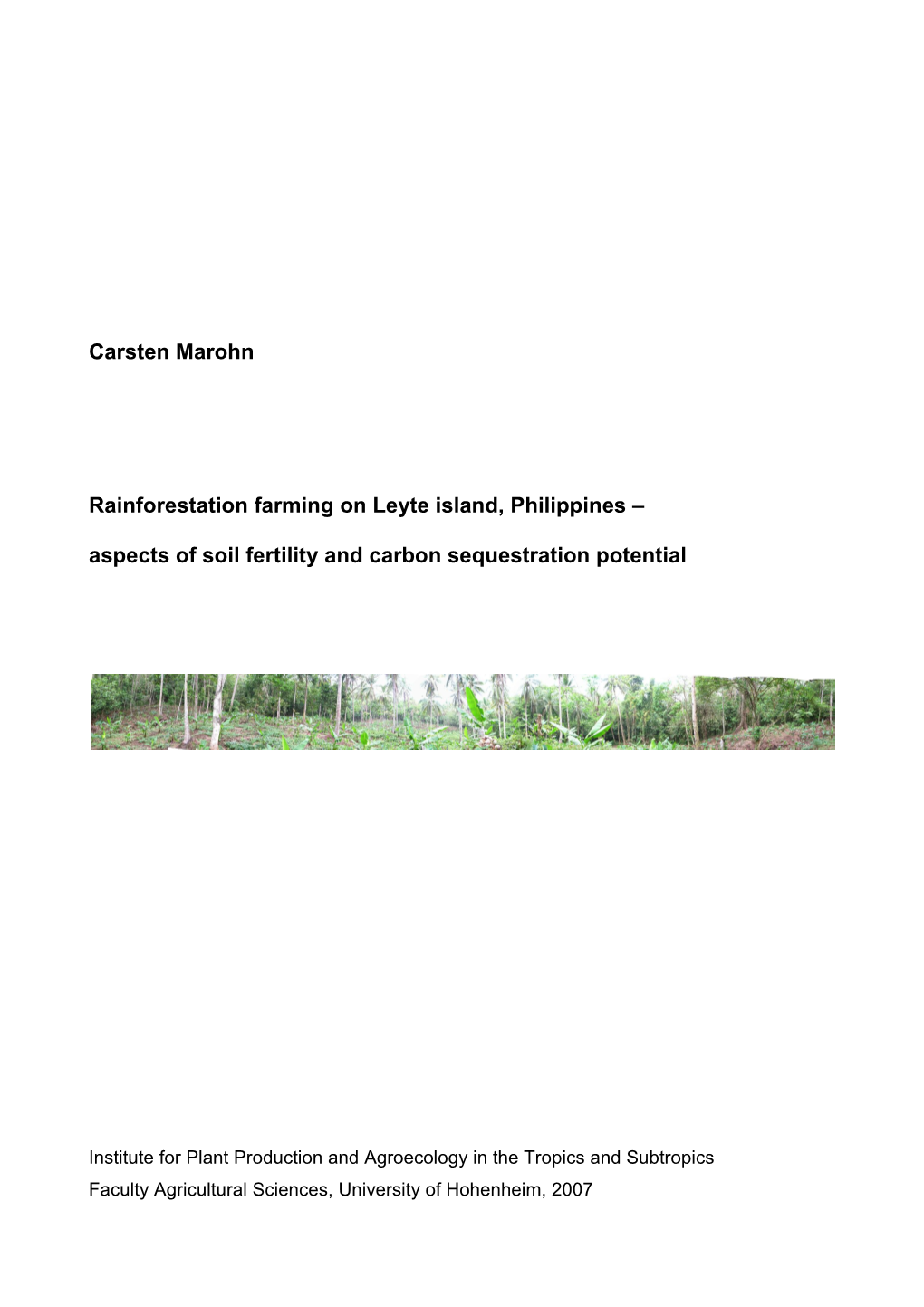 Carsten Marohn Rainforestation Farming on Leyte Island, Philippines