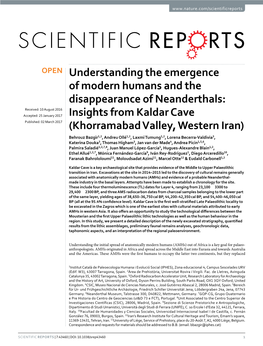 Insights from Kaldar Cave (Khorramabad Valley, Western Iran)