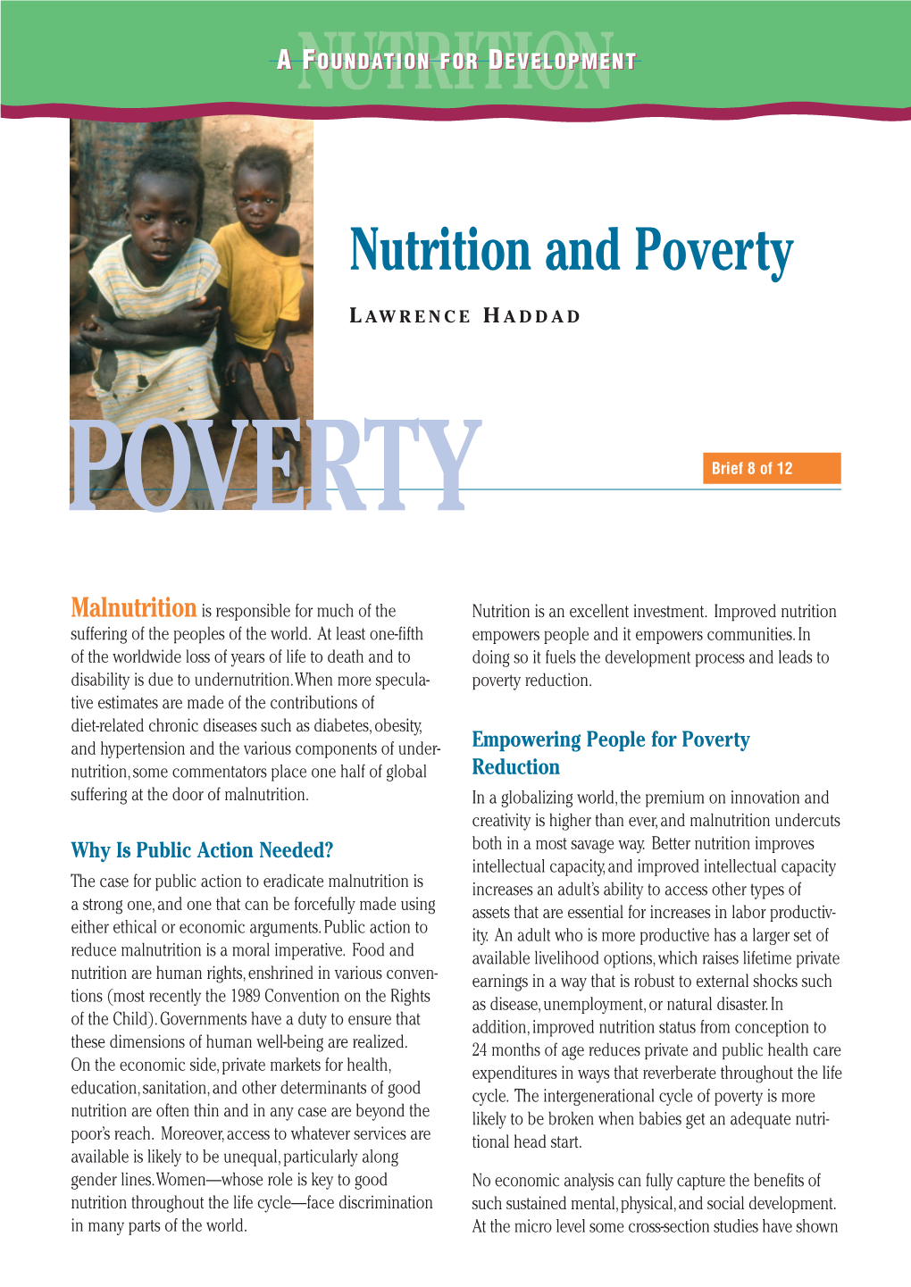 Nutrition and Poverty