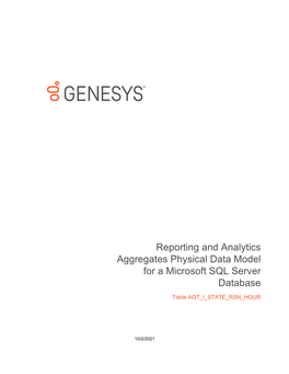 Reporting and Analytics Aggregates Physical Data Model for a Microsoft SQL Server Database