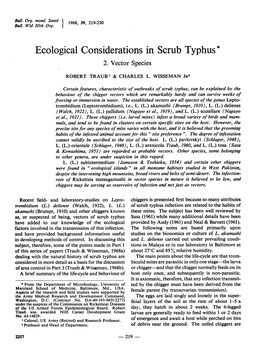 Ecological Considerations in Scrub Typhus* 2