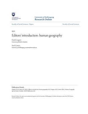 Human Geography Derek Gregory University of British Columbia